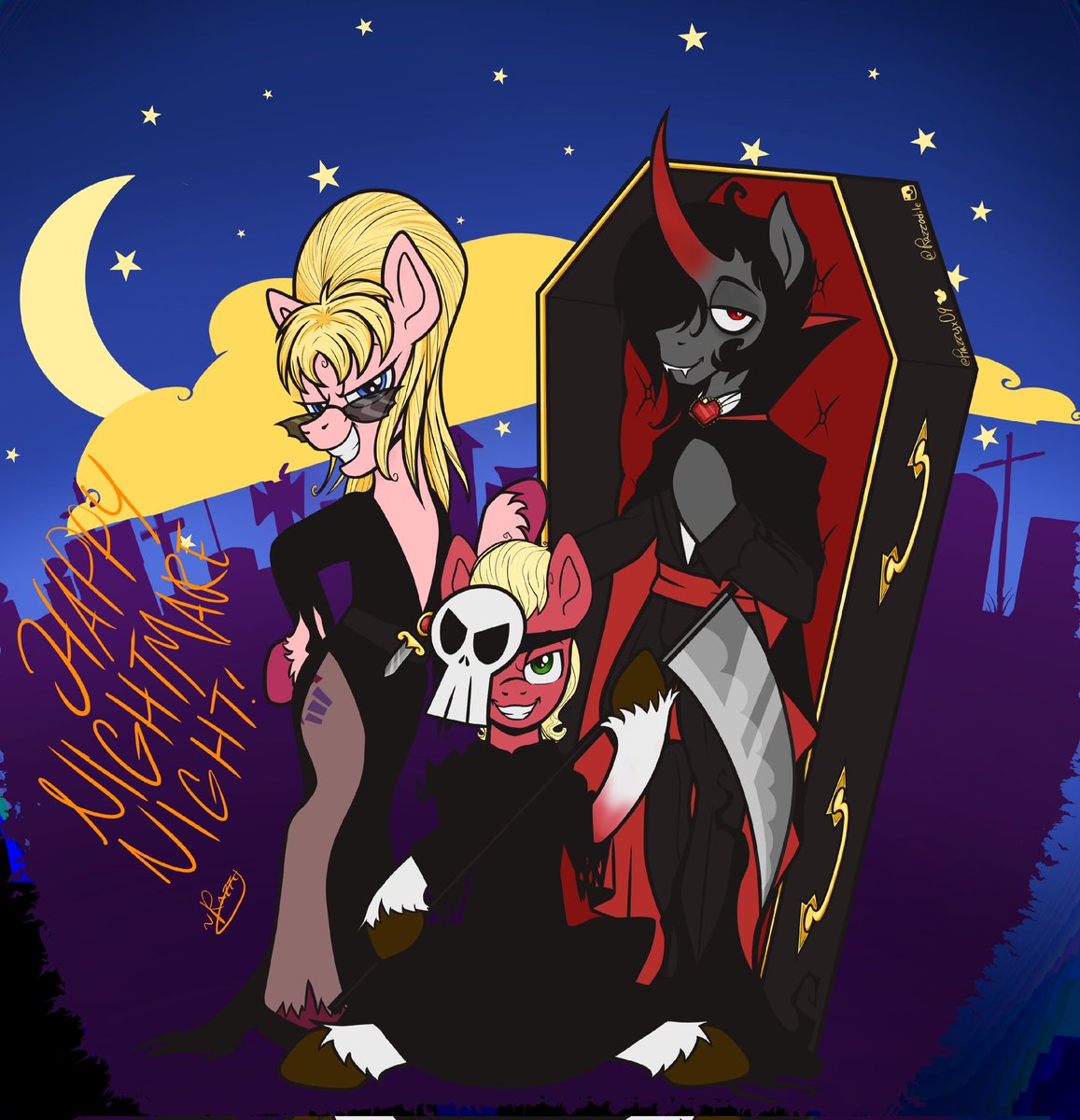 Razzyx09's tweet photo. 🍬🍫🍭"Nightmare Night! What a Fright! Give us something sweet to bite!"🍫🍬🍭
~~~~~~
So glad to get this one done! Happy Halloween 🍭🎃
#mlp #kingsombra #sproutcloverleaf #phylliscloverleaf #mylittlepony #mlpg5 #mlpg4 #sproutmlp #kingsombramlp https://t.co/S1su4rWbDw