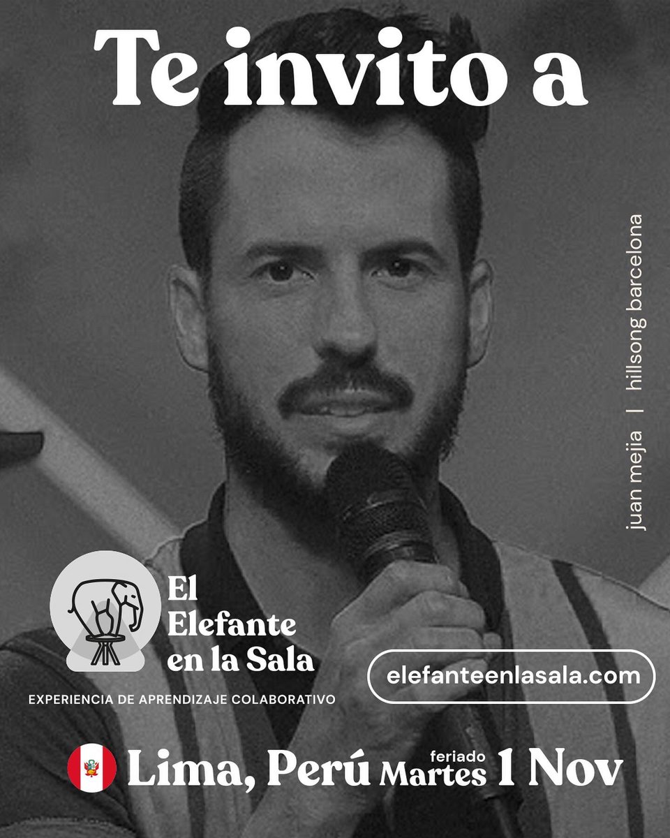 e625Peru's tweet photo. Pastor Juan Mejías de Hillsong Barcelona será parte de #ElElefanteEnLaSala 

1 Nov 🎫 https://t.co/y1AdwO4AcL https://t.co/jNBcWpQORN