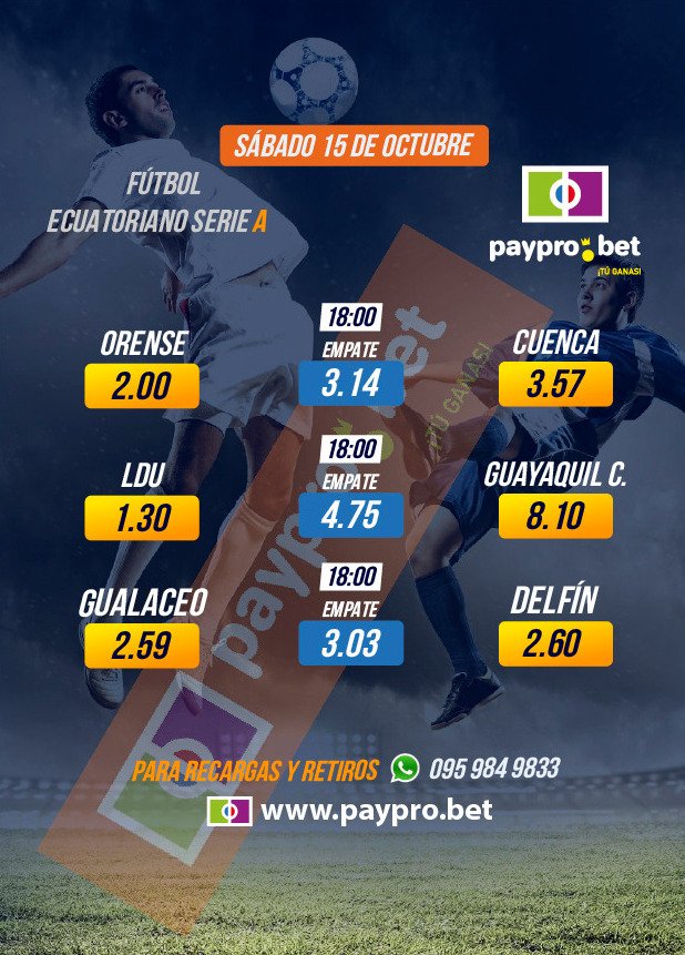 BetPaypro's tweet photo. El campeonato Ecuatoriano en sus últimas fechas. #PayPro #TUGANAS https://t.co/jorpcnPRR9