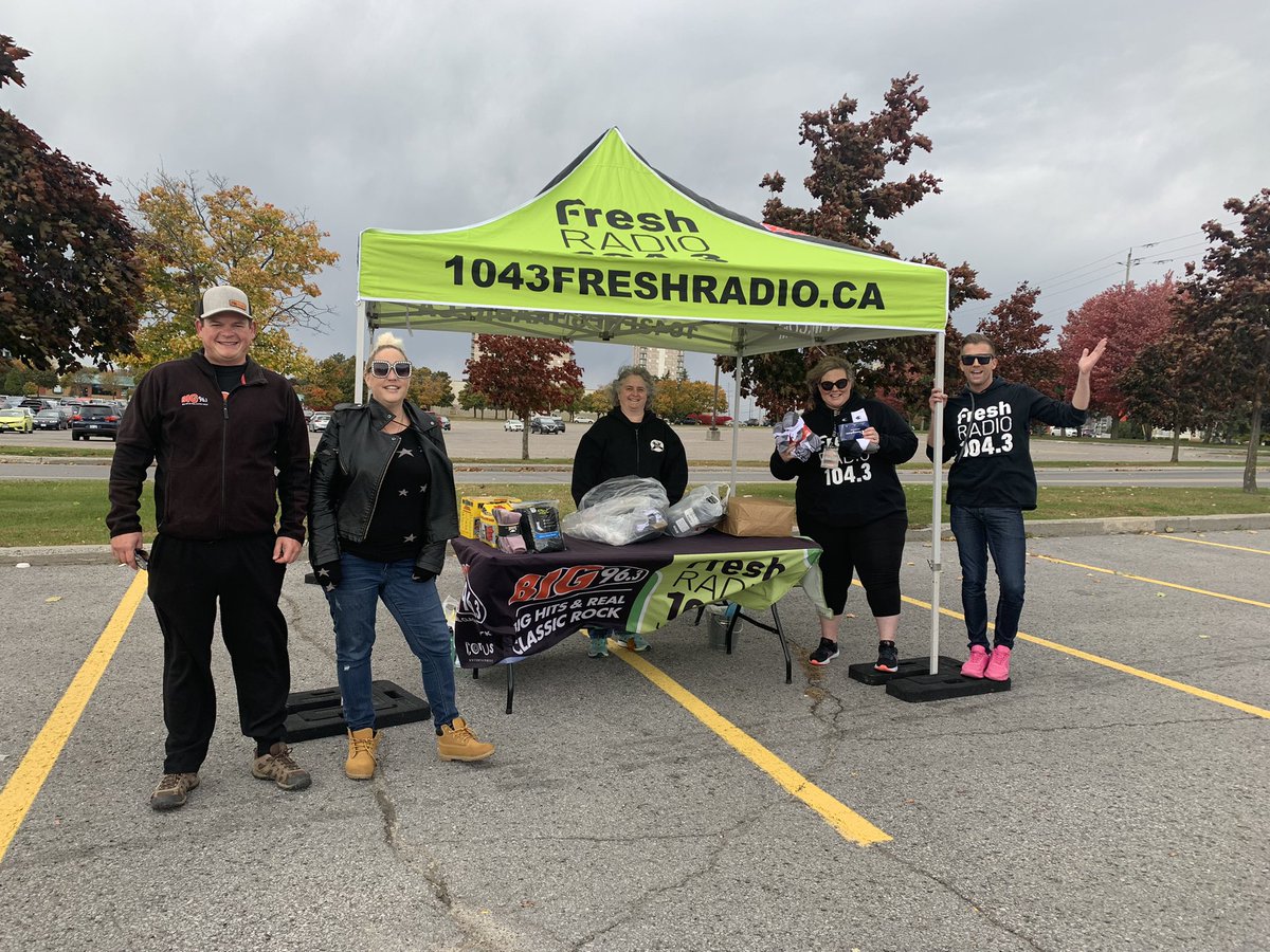 #socktober is taking place in our north parking lot now until 2pm! Stop by and see this crew from @963bigfm and @1043FreshRadio and make a donation for @socks_kingston