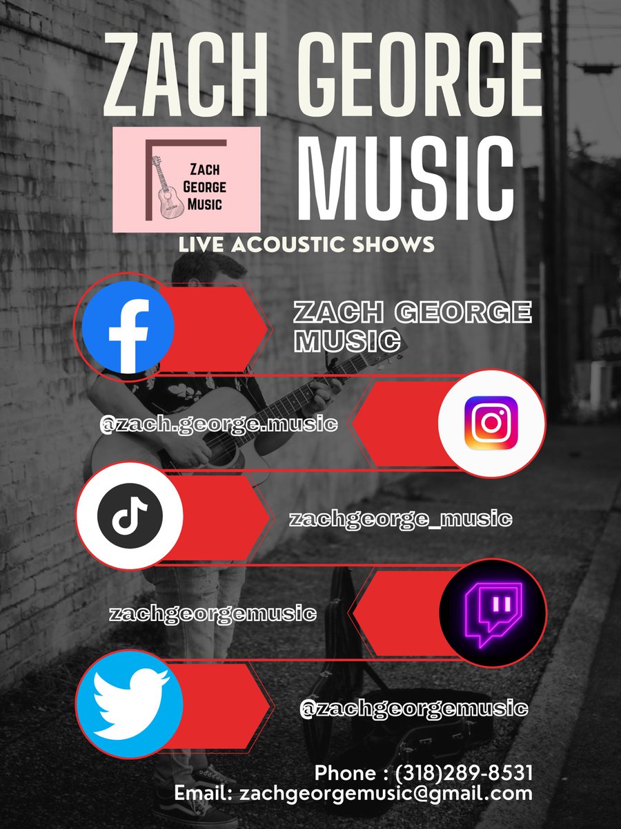 ZachGeorgeMusic's tweet photo. Zach is booking again‼️Contact us for inquiries and events! Also, stay on the lookout 👀 for some new livestreams and shows 🔥🔥 https://t.co/HWegESkuq6