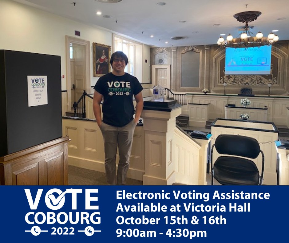 ELECTIONS: If you do not have access to a computer to vote online or require assistance with electronic voting, assistance is available at Victoria Hall today and tomorrow from 9:00am until 4:30pm #2022Elections @TodaysNorthumberland @CobourgNow @NorthumberlandNews