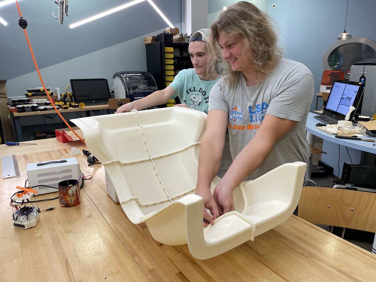 3D Printed Life-Size RedBull RB16 F1 Update: The past months were spent testing motion and haptic systems the would be incorporated in the seat and the F1. The seat was #3dprinted to mold in carbon fiber. My students ROCK! #F1 #formula1 #redbullracing #fullsailuniversity