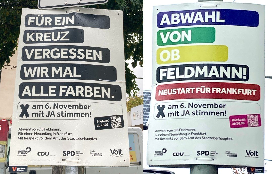 Probably a premiere in German elections: All key parties in #Frankfurt collectively urge voters to vote down Mayor Peter Feldmann – including his own SPD.
