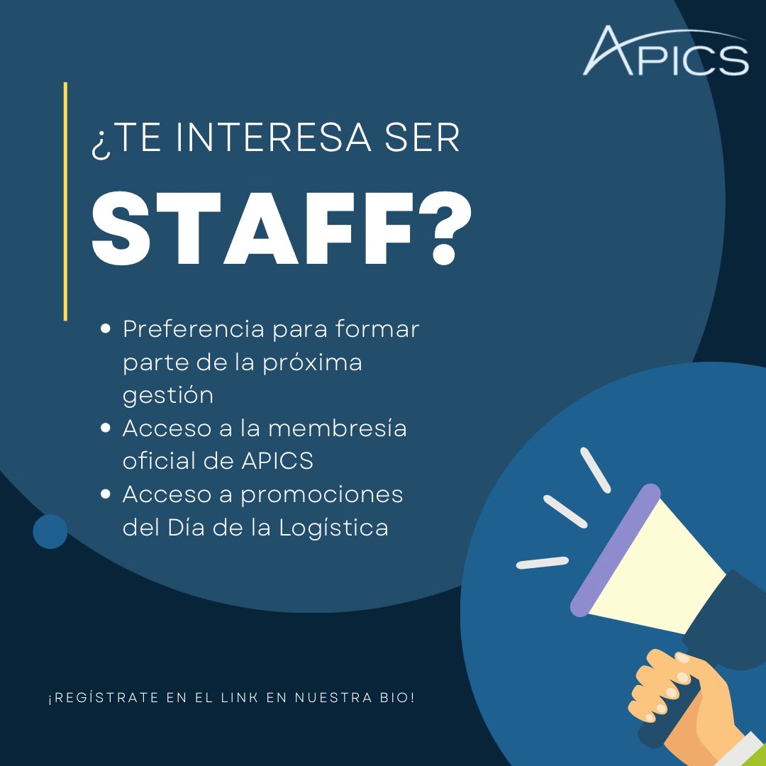 apics_udem's tweet photo. ¿Te gustaría ser staff del Día de la Logística? 

¡Regístrate en este link!🤩

https://t.co/yFHHgGqw97 https://t.co/j7bt3afA71