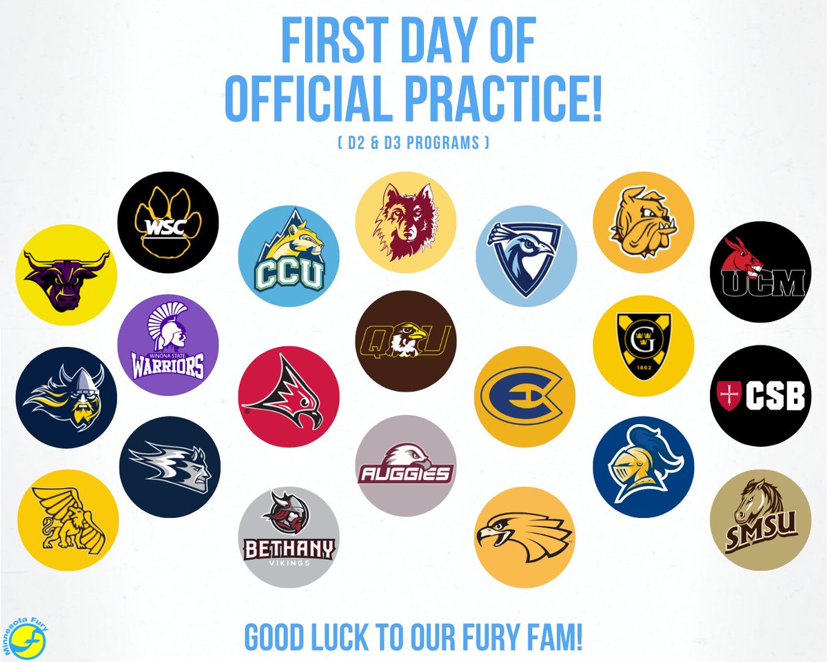 MinnesotaFury's tweet photo. It's the 𝗙𝗜𝗥𝗦𝗧 𝗗𝗔𝗬 of official practice for D2 &amp; D3 programs!

We are wishing our Fury Fam a successful year! 💙

@champdanso @nicole_bowlin12 @rosellawille @KOverskei @ZoieCenters @KasCaron42 @HopeDudycha @dudycha_emma @malianelson17 @destinee_bursch @laurenfrostt13 https://t.co/UUdCnCucTg