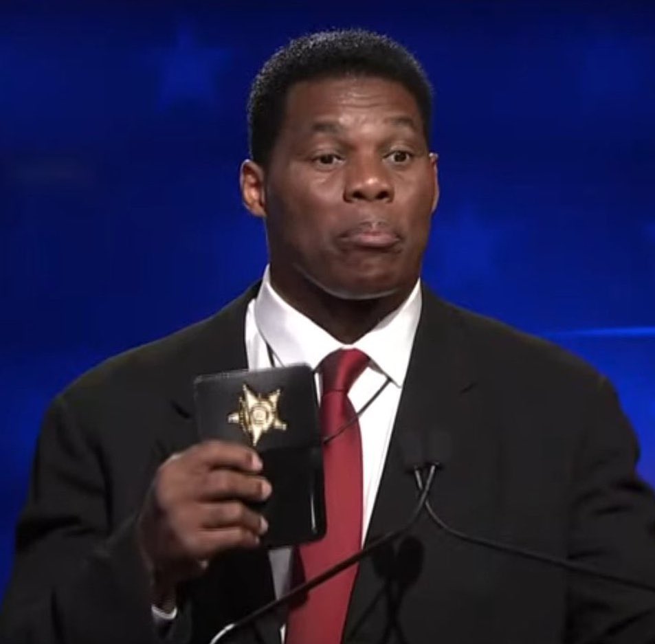 MrErnestOwens's tweet photo. Still can't believe that Herschel Walker pulled out a fake cop badge during a U.S. Senate debate.

Georgia, early voting for y'all begin next Monday until November 4th.

Go ahead and wrap this circus up. I think we've all had enough of this. https://t.co/VK9LJ2CjAi