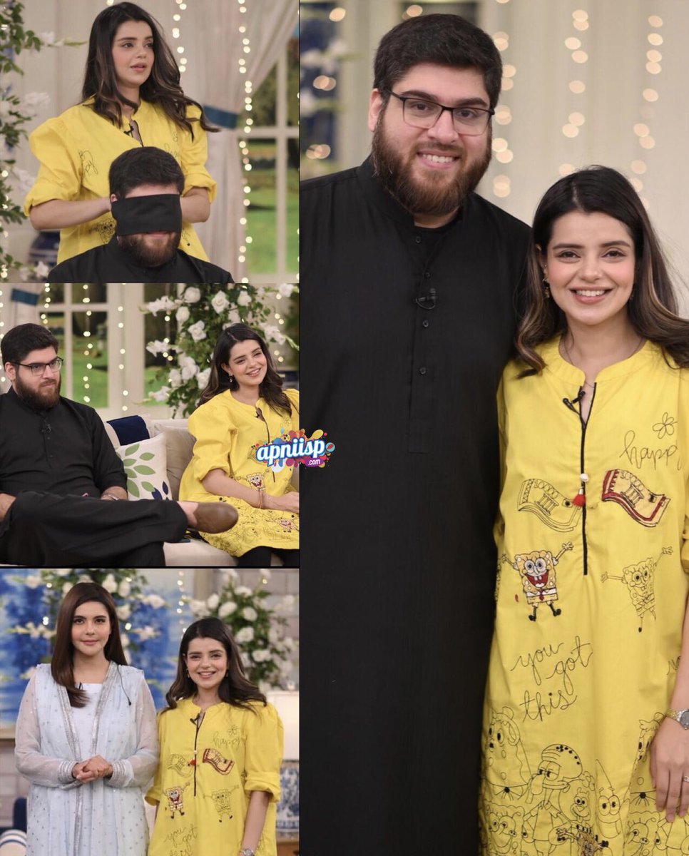 Actress #SrhaAsgr and her husband Umer Lala with #NidaYasir on #GoodMorningPakistan ✨