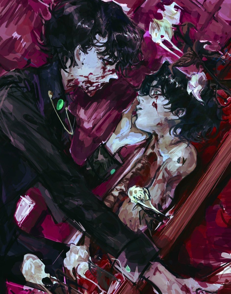 Harriet19701's tweet image. My Commission*
Painted by @yiqisi1 
Warning: Gore/Blood/implied violence
“愛しい貴方はただ そっと冷たくなって，
腕の中で壊れながら ほら夢の淵で呼んでる。”
#tomarry #tmrhp #tomriddle 
tomarry sends my love😊