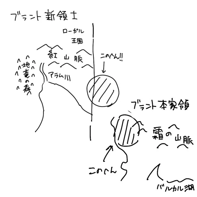 ブラント家の位置のイメージですけど、この辺で考えてます。 