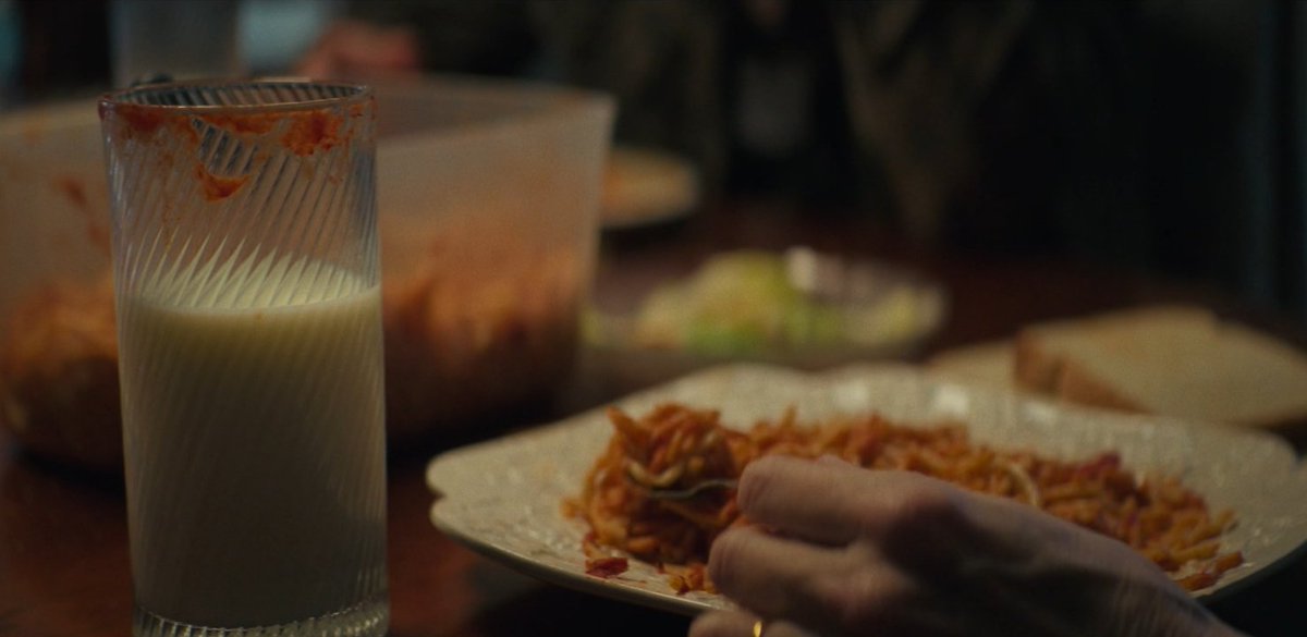 WeWatchedAMovie's tweet photo. The most horrific thing about Halloween Ends is the way Corey's Mom handled her Spaghetti/Milk situation. Can't blame this one on Michael Myers you absolute monster of the dinner table.   #HalloweenEnds https://t.co/tcatjQZaoL