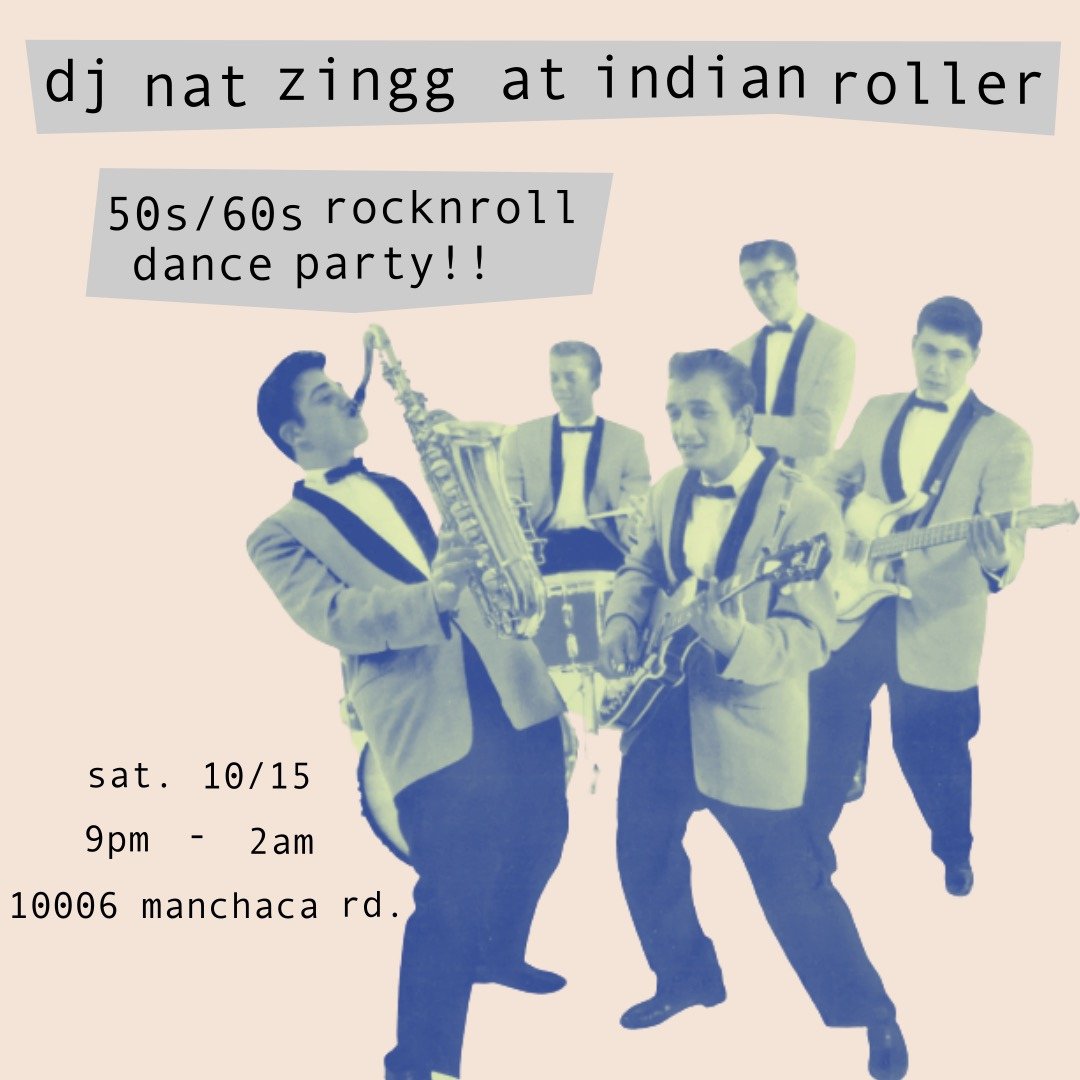 Dj Nat Zingg spins 50s/60s rock &amp; soul on original 45 rpm vinyl !!! Party starts 9pm !!! Come on by and shake it !!!! #southaustin #atx