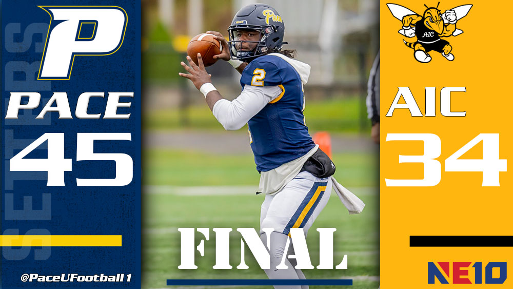 PaceUAthletics's tweet image. Aiken's the MVP as @PaceUFootball1 puts a 45-spot on AIC in a Homecoming win!