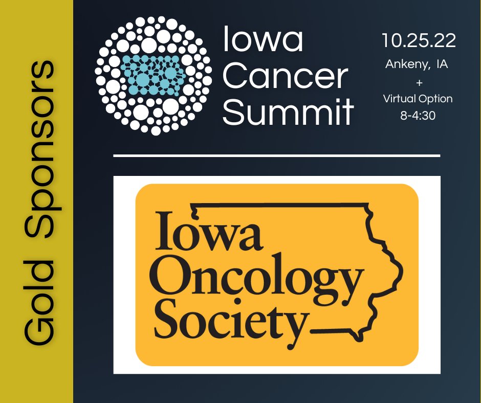 CancerIowa's tweet photo. Thank you, Iowa Oncology Society (@OSSatACCC @ACCCBuzz), for being a Gold Sponsor of the 2022 Iowa Cancer Summit on October 25th.
To register to attend either in person in Ankeny, IA or virtually, visit https://t.co/pWSdphUM95.
#IowaCancerSummit #CancerPrevention #Conference https://t.co/dZikVvJsd2