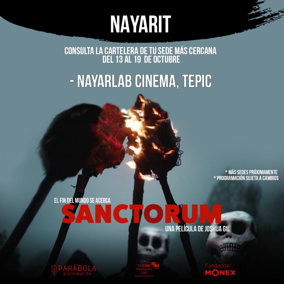 #NAYARIT ☀️ Nos vemos en #NayarLab 🙌 Funciones de #SANCTORUM en todo #México 🤲🏻 Consulta a tu sede más cercana