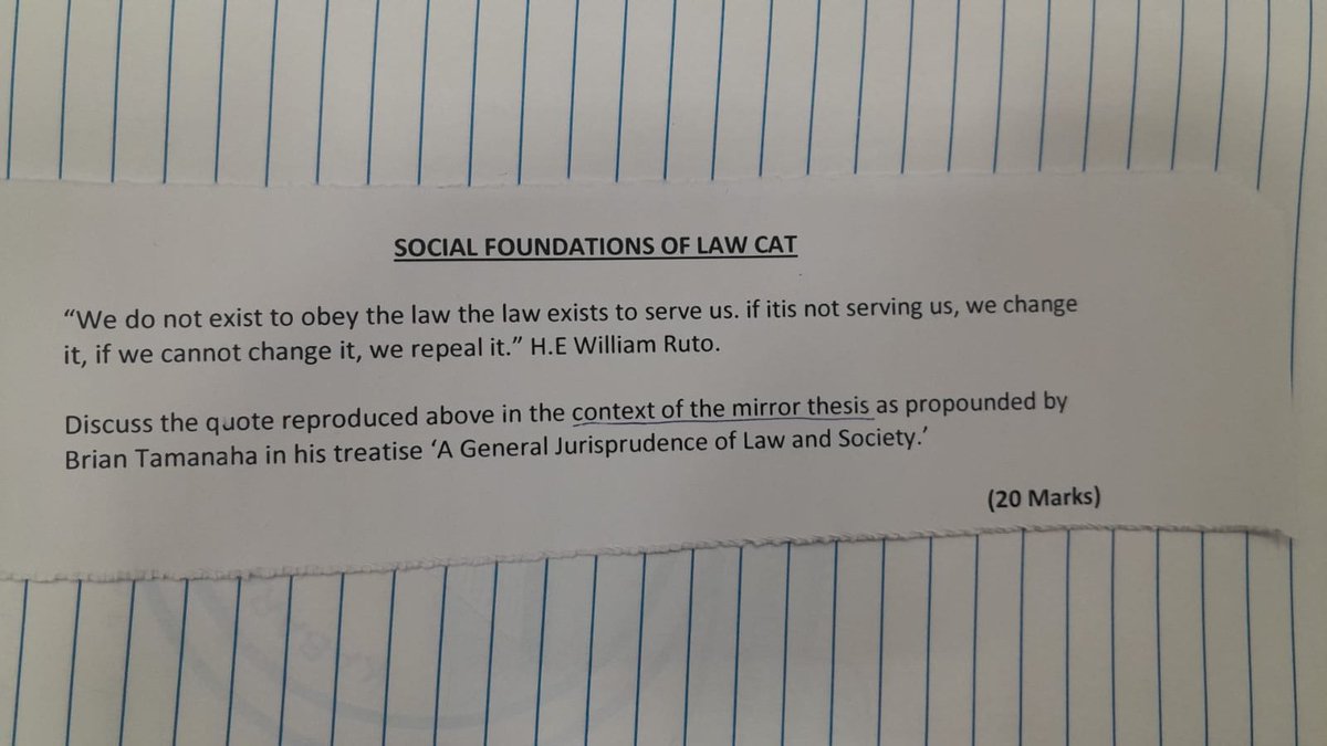 Social foundation of Law CAT at UoN, Interesting. @ahmednasirlaw @WMutunga @waikwawanyoike