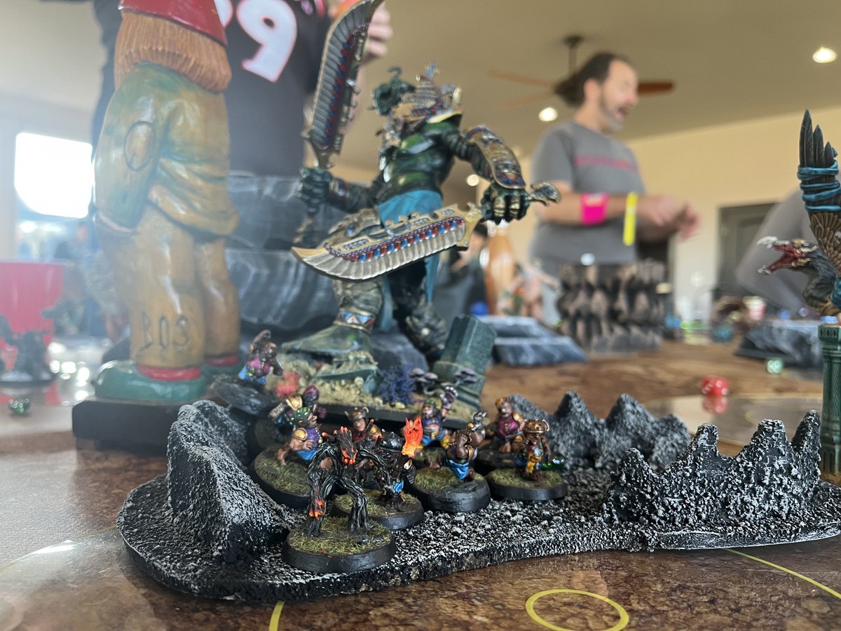 Tristangray's tweet photo. The Gnomad Mancrusher took some Gnomad Feastmasters out of its pockets and they charged me! Damn you @PositiveVictim! #CASTLECON2022 https://t.co/dFM5eA0Uuu
