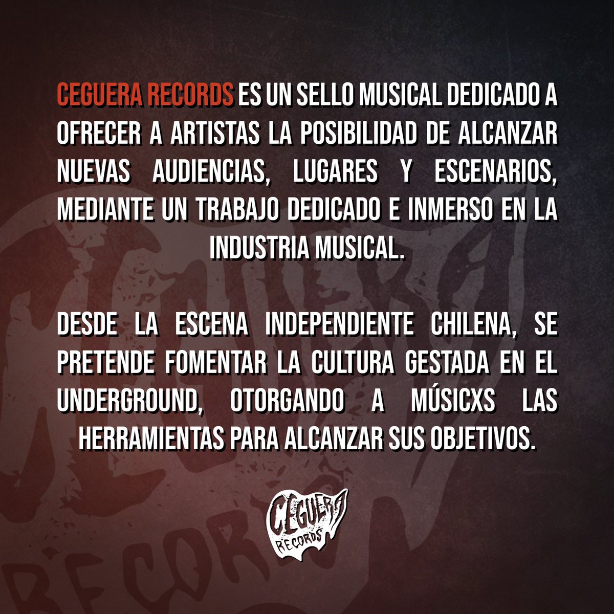 Si aún no sabes quiénes somos, te invitamos a que conozcas un poco sobre nosotrxs aquí ⚡👇🏻#CegueraRecords