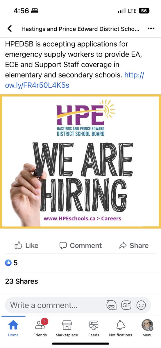 Another school board actively recruiting UNQUALIFIED education workers to fill in vacancies because there are insufficient qualified staff to support. Why?! Wages and working conditions!  Both can be solved by accepting our proposals! 
Share if this is happening at your board