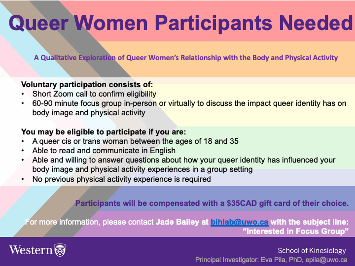 Seeking participants for a study on queer women's relationship with the body and physical activity!