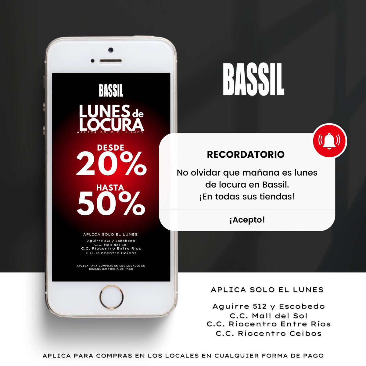 Bassil_Ec's tweet photo. ๐ตโ๐ซ๐ตโ๐ซ๐ตโ๐ซLos lunes no serรกn iguales
๐ตโ๐ซ๐ตโ๐ซ๐ตโ๐ซ
Serรกn nuevamente de LOCURA con descuentos
increรญblesโผ๏ธ
Visรญtanos en cualquiera de nuestros locales y compra
tus productos preferidos con los mejores precios, solo
el dรญa LUNES
#newcollection2022 #descuentos #bassil
#promociones https://t.co/4fT47OeN7A