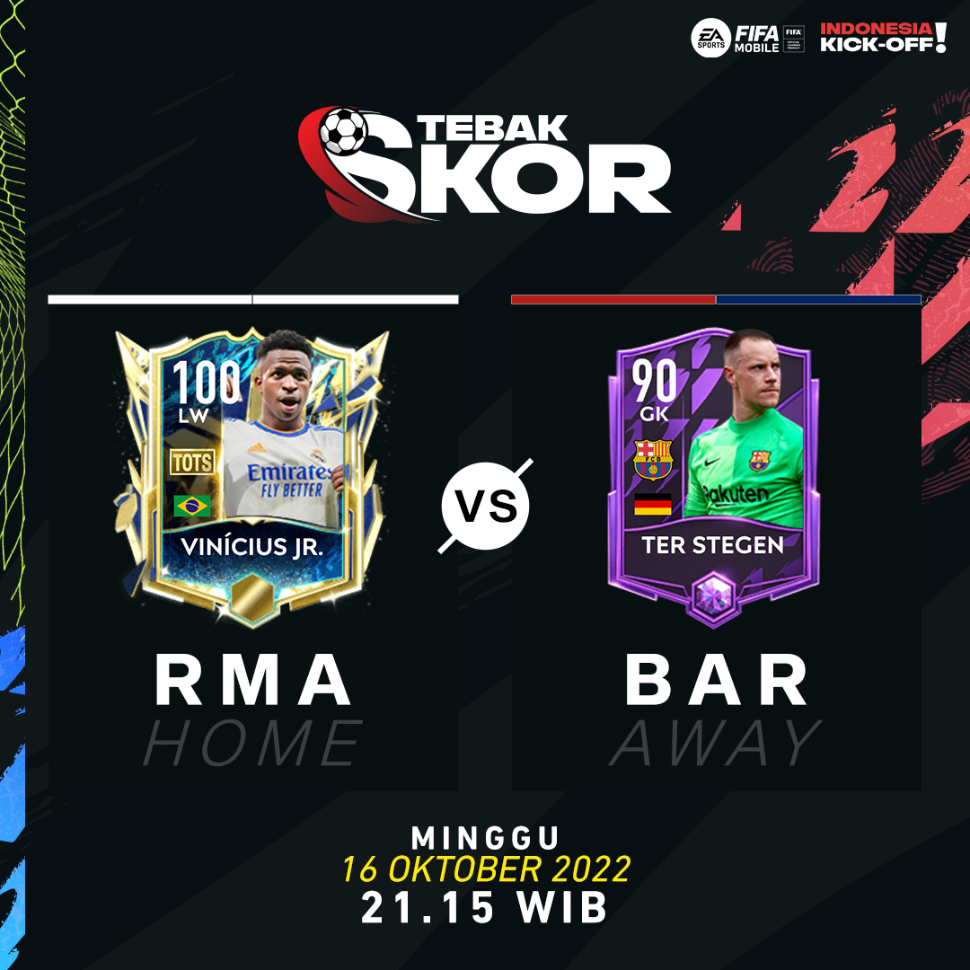 InfosuporterID's tweet photo. Selamat hari Minggu sups. Ikutan tebak skor yuk!

Madrid vs Barcelona

Syaratnya masih sama 

1. Retweet Postingan ini
2. Jawaban wajib pakai hashtag #FIFAMobileIndonesia 
3. Hadiah 25rb untuk 2 pemenang.
4. Kuis ditutup pas Kick Off  

Semoga beruntung https://t.co/IrwAqPlwfY