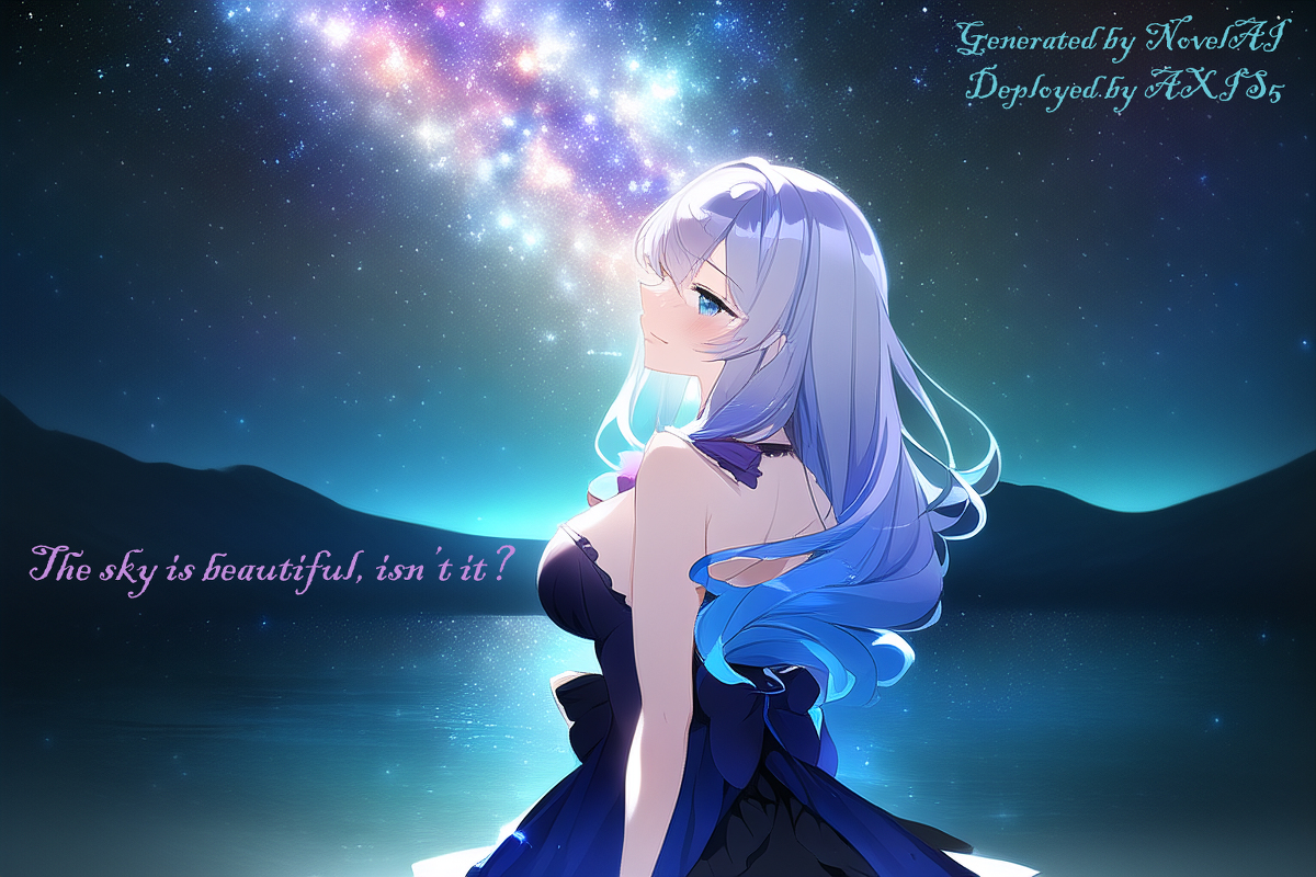 AXIS5Hacker's tweet photo. AXIEL under the starry sky #AXIEL #NovelAI #NovelAIDiffusion #AI #オリキャラ #女の子 #風景 #星空 https://t.co/HizSRZ0G6r https://t.co/Asj76qB6sl