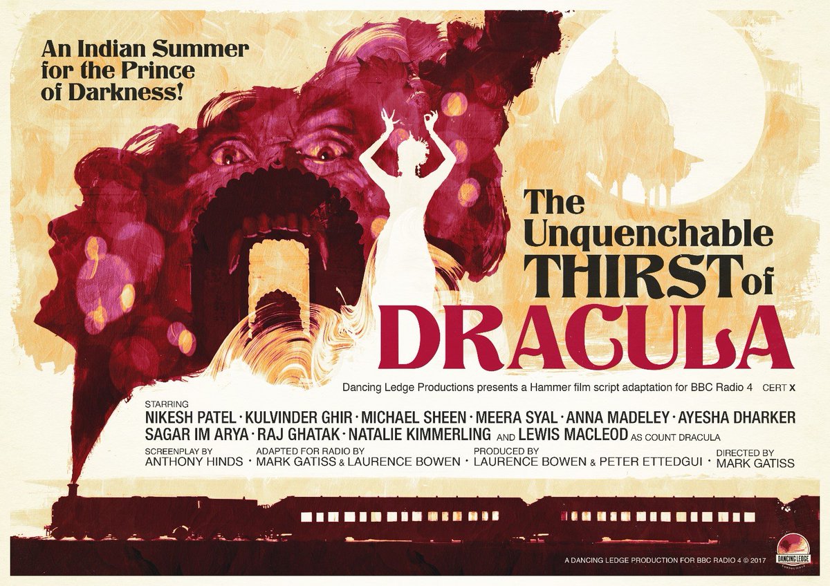 The Radio 4 production of The Unquenchable Thirst of Dracula is now streaming free on BBC Sounds. The script was written by Anthony Hinds, aka John Elder, for Hammer Films, but it was never made. This BBC adaptation stars <a href="/markgatiss/">Mark Gatiss 💙</a> and <a href="/michaelsheen/">michael sheen 💙</a>. bbc.co.uk/programmes/b09…