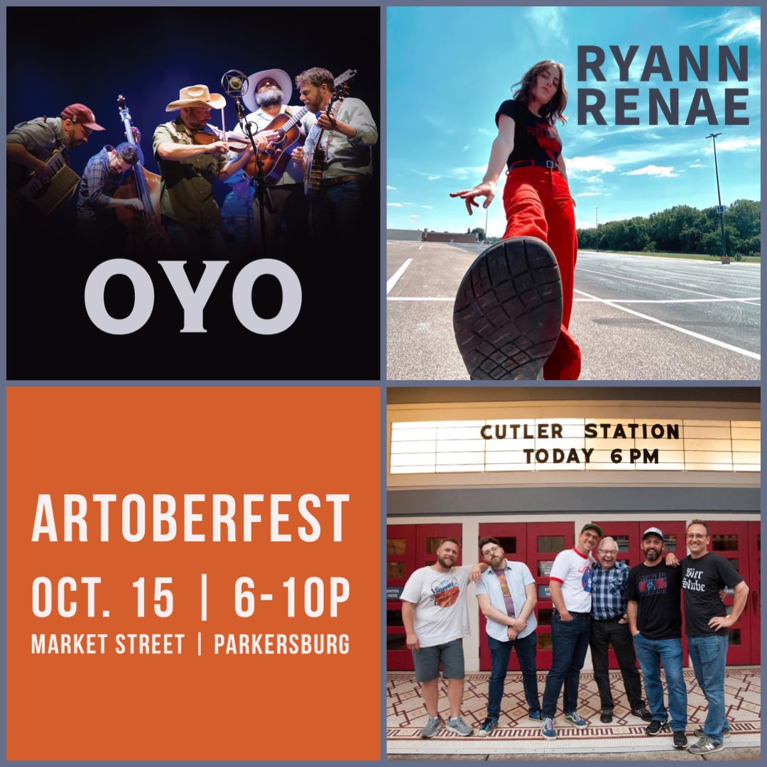 Tonight! We’re partying on Market Street for <a href="/pkbartcenter/">Parkersburgartcenter</a>’s ArtOberfest. We’ll kick off the music at 6:00p, followed by Ryann Renae and <a href="/CutlerStation/">Cutler Station</a>. See you there!