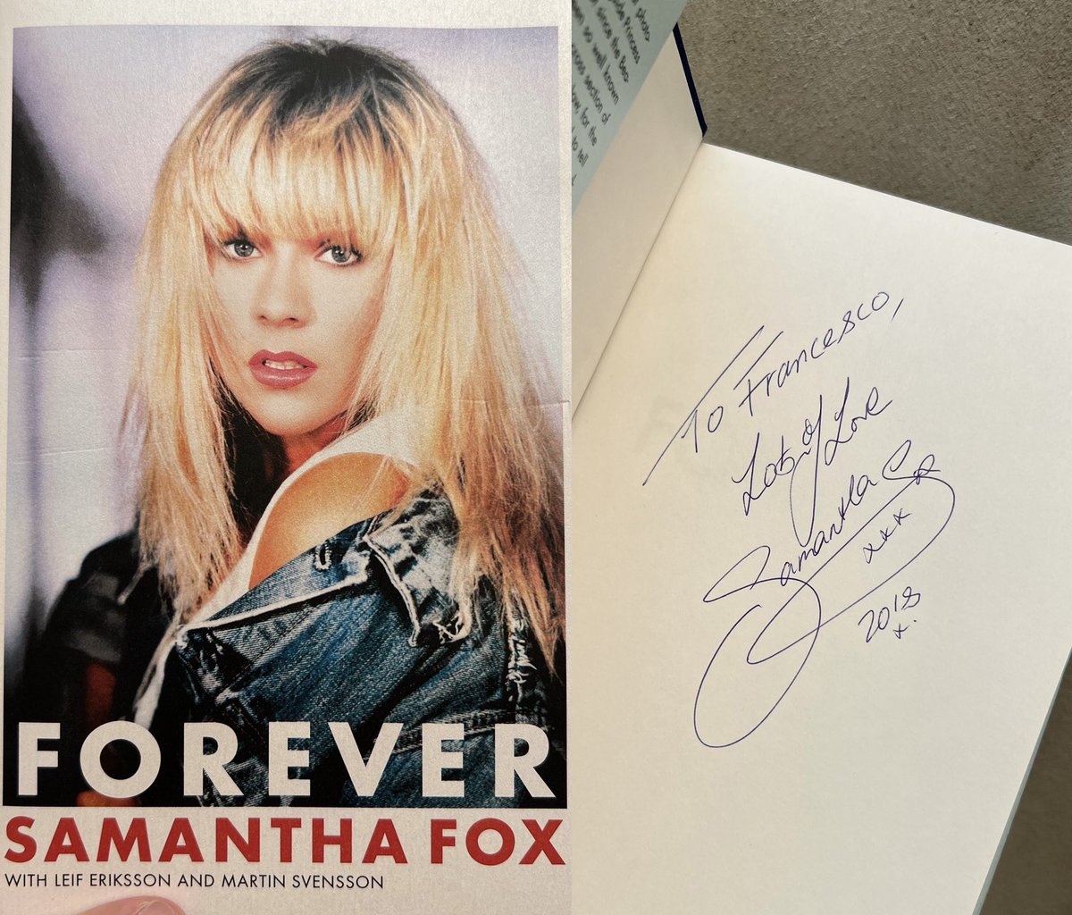 FrancescoCarli's tweet photo. Day 25 of 30 days of signed pop memorabilia from my collection! Signed copy of "Forever" by @SamFoxCom, 2020.
#30daysofsignedpop #samanthafox #samfox https://t.co/iDZM6o2Kuj