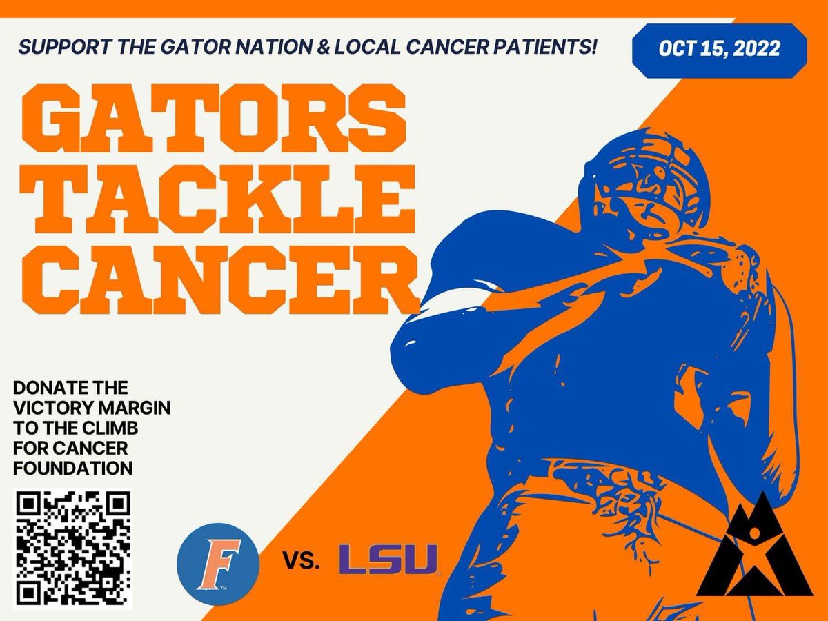 It’s gameday #GatorNation!! 

Our #Gators are ready to take down #LSU, are you ready to help our #GatorsTackleCancer?

Like this tweet to show your support and pledge your #donation of
today's #victory margin!

Donate here: bit.ly/gatorstackleca…