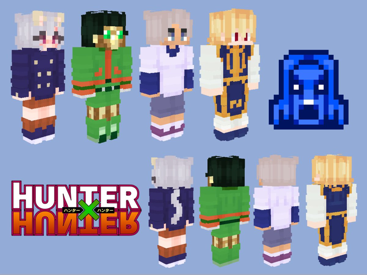 MCC SKINS!!

It’s the Blue Banshees, but the HxH crossover episode :D

<a href="/Punz0P/">Punz 🐝</a> <a href="/vgumihoe/">vgumberson</a> <a href="/FoolishTweeters/">FoolishTweeters</a> <a href="/TubboTWO/">Tubbo</a> 

RTs appreciated, dl in replies

#mcc #MCChampionship #mccfanart #bluebanshees #foolishfanart #gumifanart #tubbofanart #Punzfanart