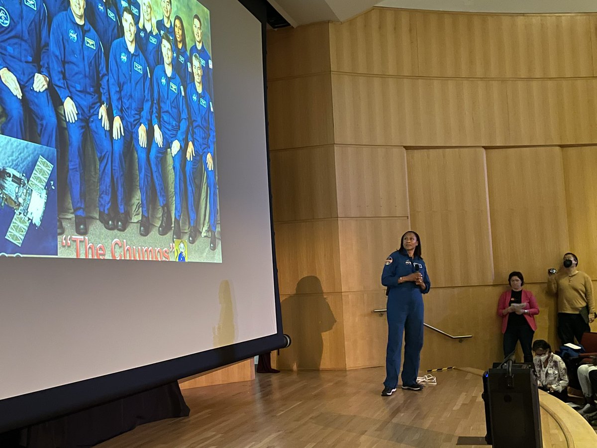 shay_goals's tweet photo. #NYSCI re-opening today is “STEAMing” along well. @Astro_Jeanette is sharing her journey and prep to space!  #NASA https://t.co/uDn9Keh84Q