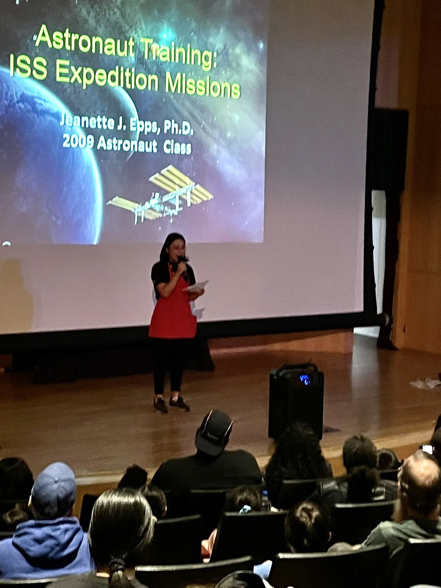 shay_goals's tweet photo. #NYSCI re-opening today is “STEAMing” along well. @Astro_Jeanette is sharing her journey and prep to space!  #NASA https://t.co/uDn9Keh84Q