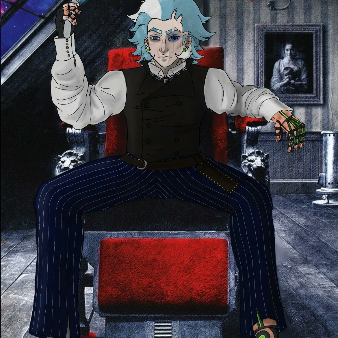 ZakUndead's tweet photo. Drew a lil crossover thing for the R&amp;M amino, it's my oc Bitter Rick as Sweeney Todd
Boyyyy this shit took so longgg
.
.
.
Oof ignore them tags
#artist #digitalartist #rickandmorty #sweeneytodd #drawing #art #sexy #ArtistOnTwitter #prettyboy #digitalart #spookyseason #October https://t.co/KMdgso45el