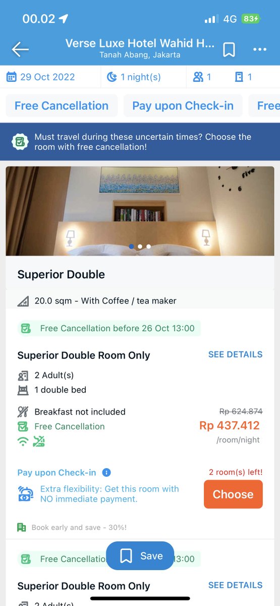 tcmpel's tweet photo. WTS Verse Luxe Hotel Wahid Hasyim Jakarta untuk tanggal 29-30 Oktober 2022.

Jual murah 350 ribu untuk 2D1N, boleh nego tipis.

Lokasi sangat strategis di pusat tengah kota Jakarta.

#wts #jual #sell #hotel #jakarta #hoteljakarta https://t.co/gRF9klCvmG