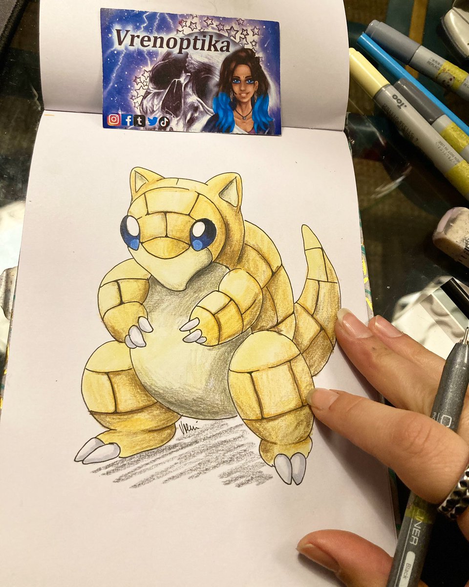 Inktober 
Day 15: Armadillo 
Okay, let’s da a Sandshrew Pokémon.
Markers and Prismapencils
~ 30 min
#inktober #inktober2022 #inktoberarmadillo #inktoberprompts #inktober22 #armadillo #pokemon #sandshrew #sandan #markerart #pencilart #sketching #sketch #sketching #vrenoptika