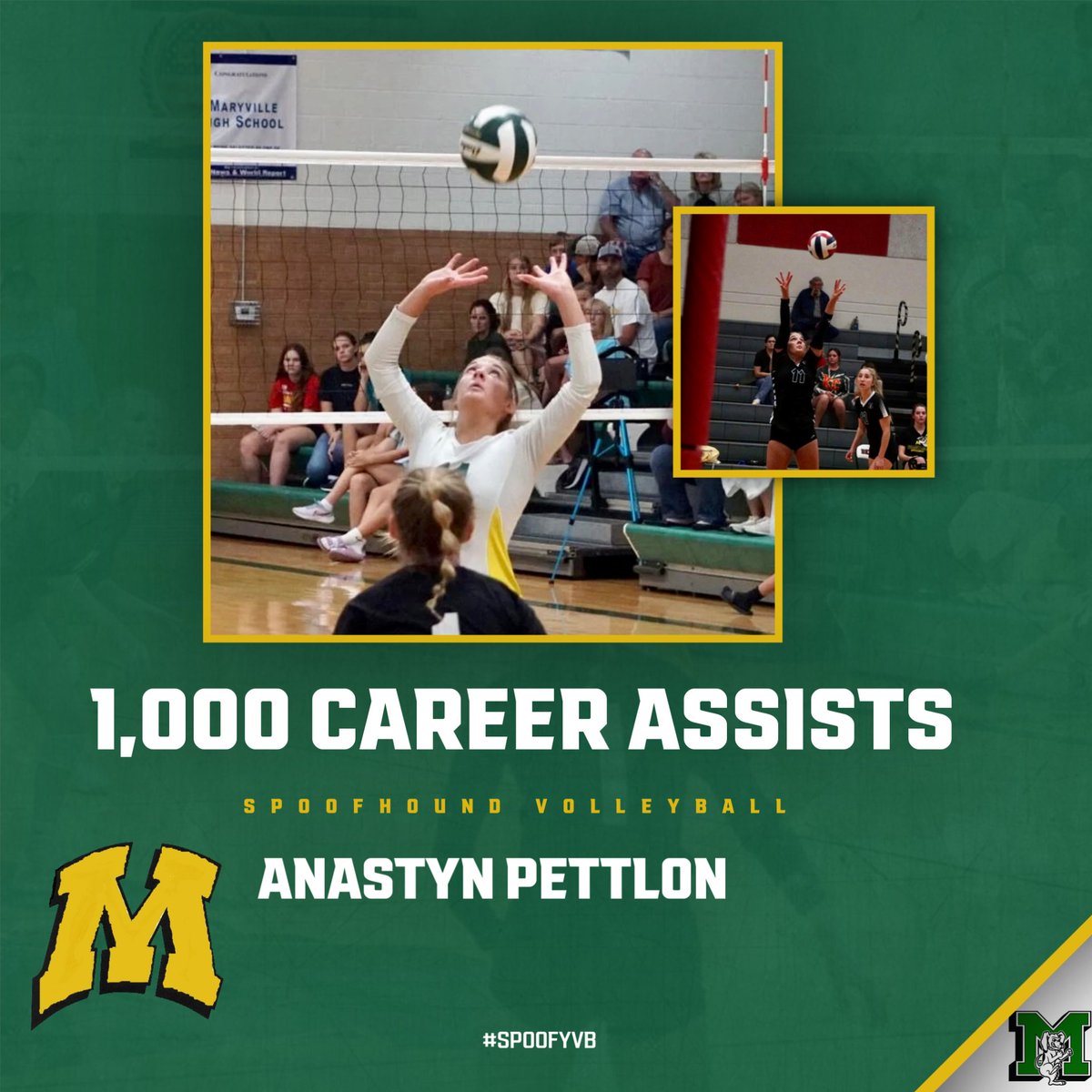 🚨 1,000 CAREER MILESTONE 🚨

In our first match of the Lewis Central tournament in Iowa against Stanton, our senior setter, #11 Anastyn Pettlon recorded her 1,000th career assist as a Spoofhound!!