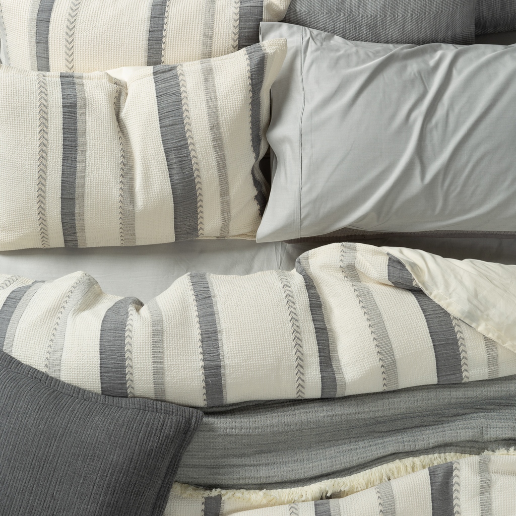 Creamy, super soft, textured cotton jacquard adorned with striped detailing makes this an instant classic amongst admirers of a neutral bedroom aesthetic (we see you!) 🤗

Explore our Everett collection 👇🏽
l8r.it/lPQN