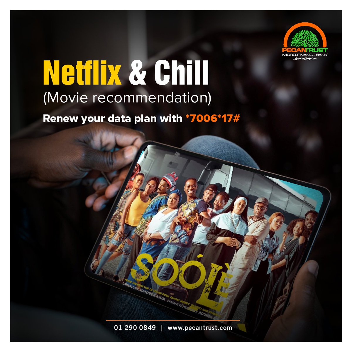 Top up your data with *7006*17# to never miss stream your favourite movies.

#streaming 
#weekendvibes 
#USSD 
#DataTopUp
