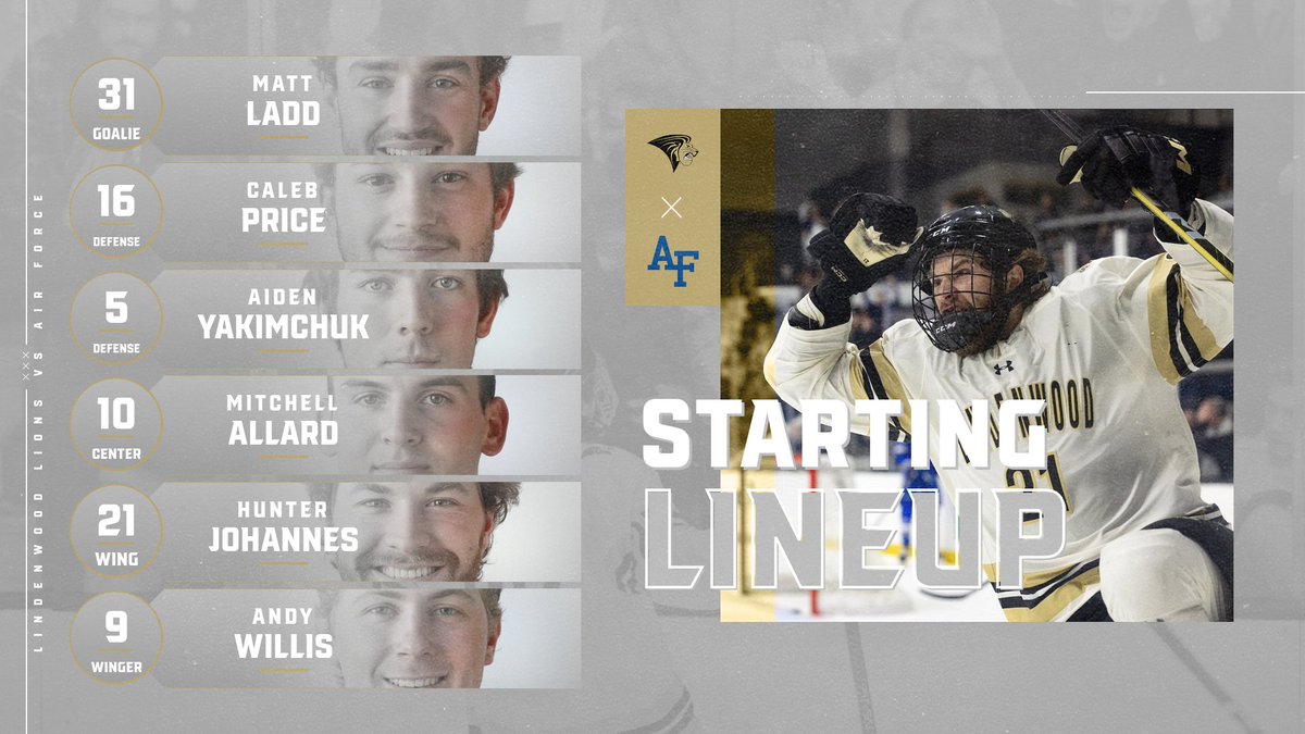 Game two vs Air Force today with a 2:10pm Puck Drop.

Here are your Lion starters for this afternoon!

<a href="/LU_Lions/">Lindenwood Athletics</a> <a href="/LU_Uproar/">LU_Uproar</a> 
#SamePrideNewHunt
#MarylandHeightsMadHouse