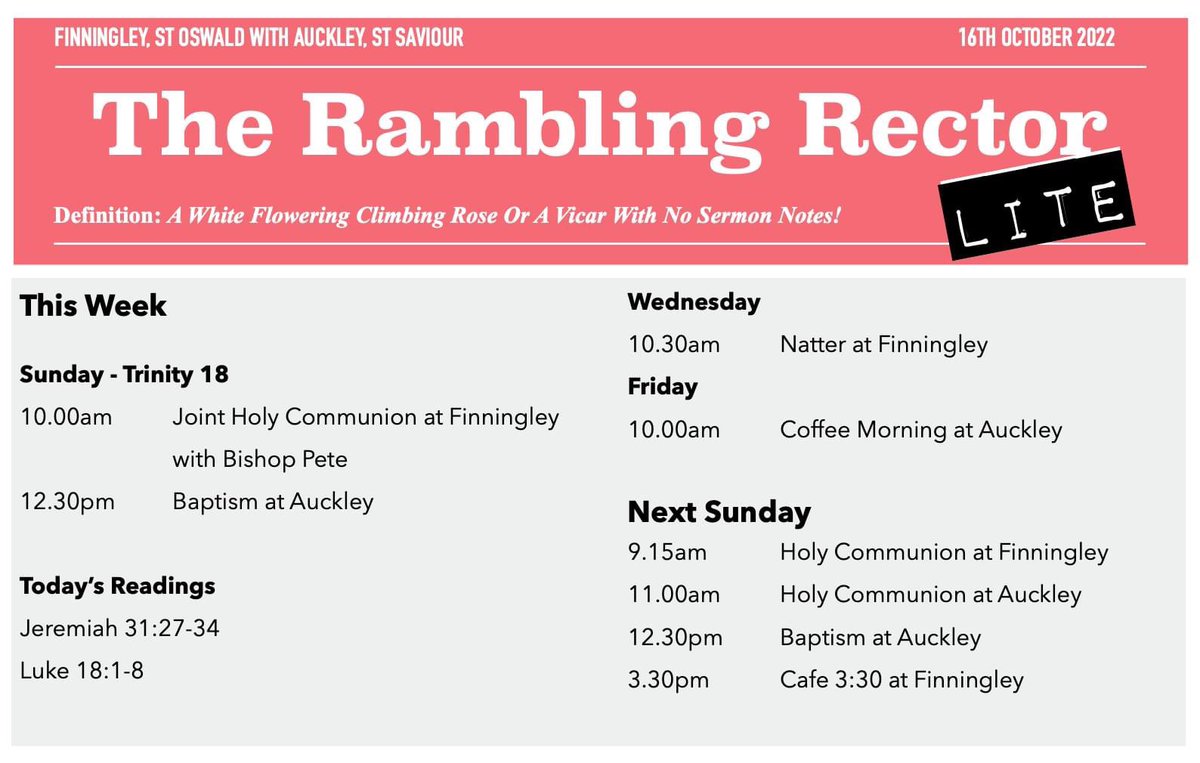 Finningleycofe's tweet photo. A reminder that our service is at the later time of 10am tomorrow as we join with St Saviour's Church, Auckley and welcome Bishop Pete for our Holy Communion Service.

https://t.co/te1ZDRsqDB https://t.co/95PmgSx8X6