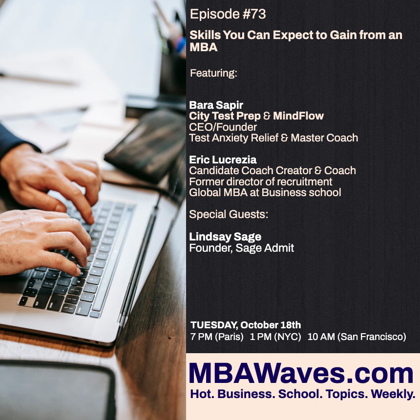 MbaWaves's tweet photo. Join @EricLucrezia, @BaraSapir, and our special guests for a 30-minute boost from expert coaches from across the spectrum of education and business!
#mbalife #MBA #GMAT #MBAwaves
Link:https://t.co/mQUDjeKhfV https://t.co/G8Ig0xROKV