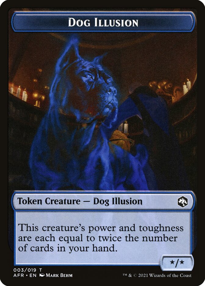 DailyTokensMTG's tweet photo. Today’s token of the day is Dog Illusion from Adventures in the Forgotten Realm! https://t.co/rhHlwKbbh3