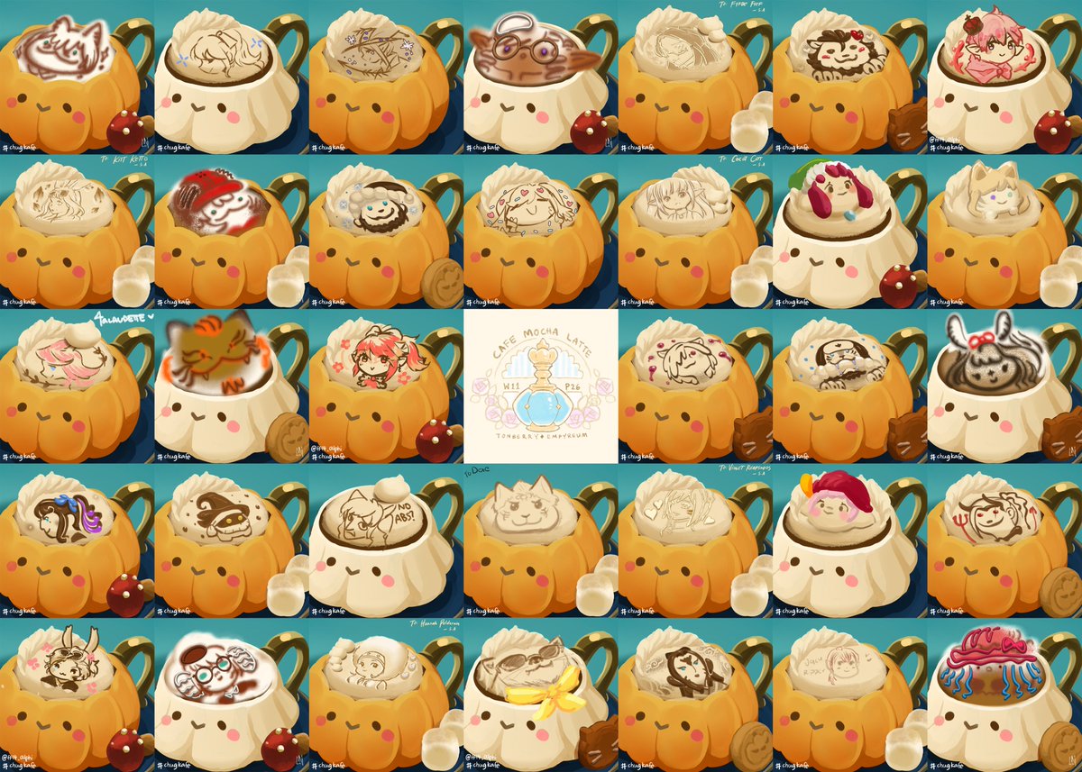 chugkafe's tweet photo. A montage of spooky latte!!! Thank you so much to the staff for your hard work!! #chugkafe https://t.co/h0O34z4AMe