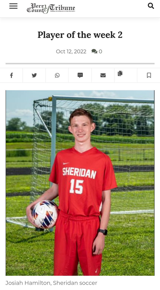 ChadJen325's tweet photo. Sheridans's soccer program had senior Josiah Hamilton named one of the Players of the Week by the Perry County Tribune.  @soccerMVL @LanceDupler @PCTsports @mvl_sports @SheridanGeneral @generalssoccer1 @SHSGeneralscr https://t.co/2IuAhAvtPy