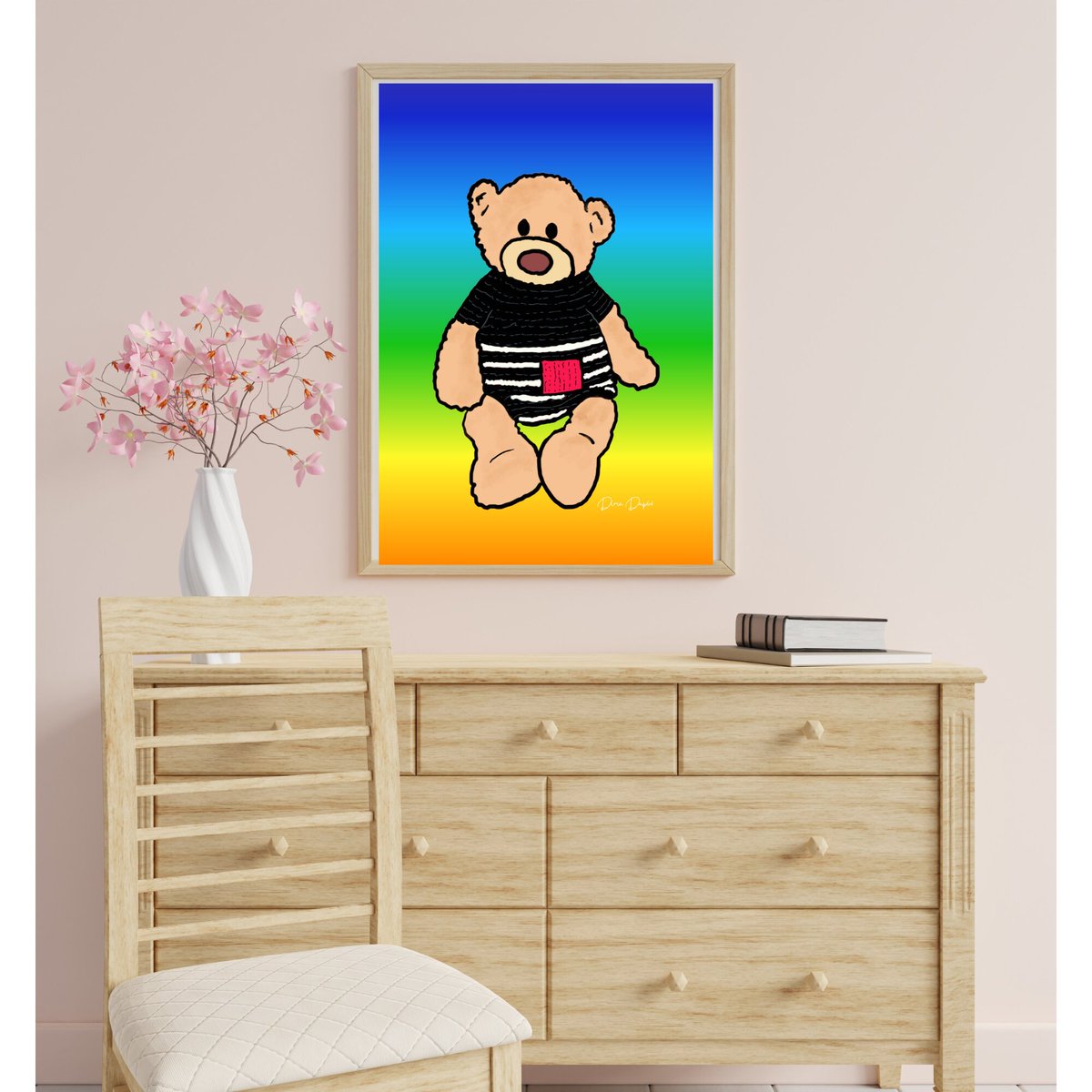 Today's art, just added to my #etsy shop: Printable Nursery Art | Print children's room | Teddy bear print Digital Download | Bright rainbow art etsy.me/3ezGafm #teddybear #printableart #babyroom #playroom