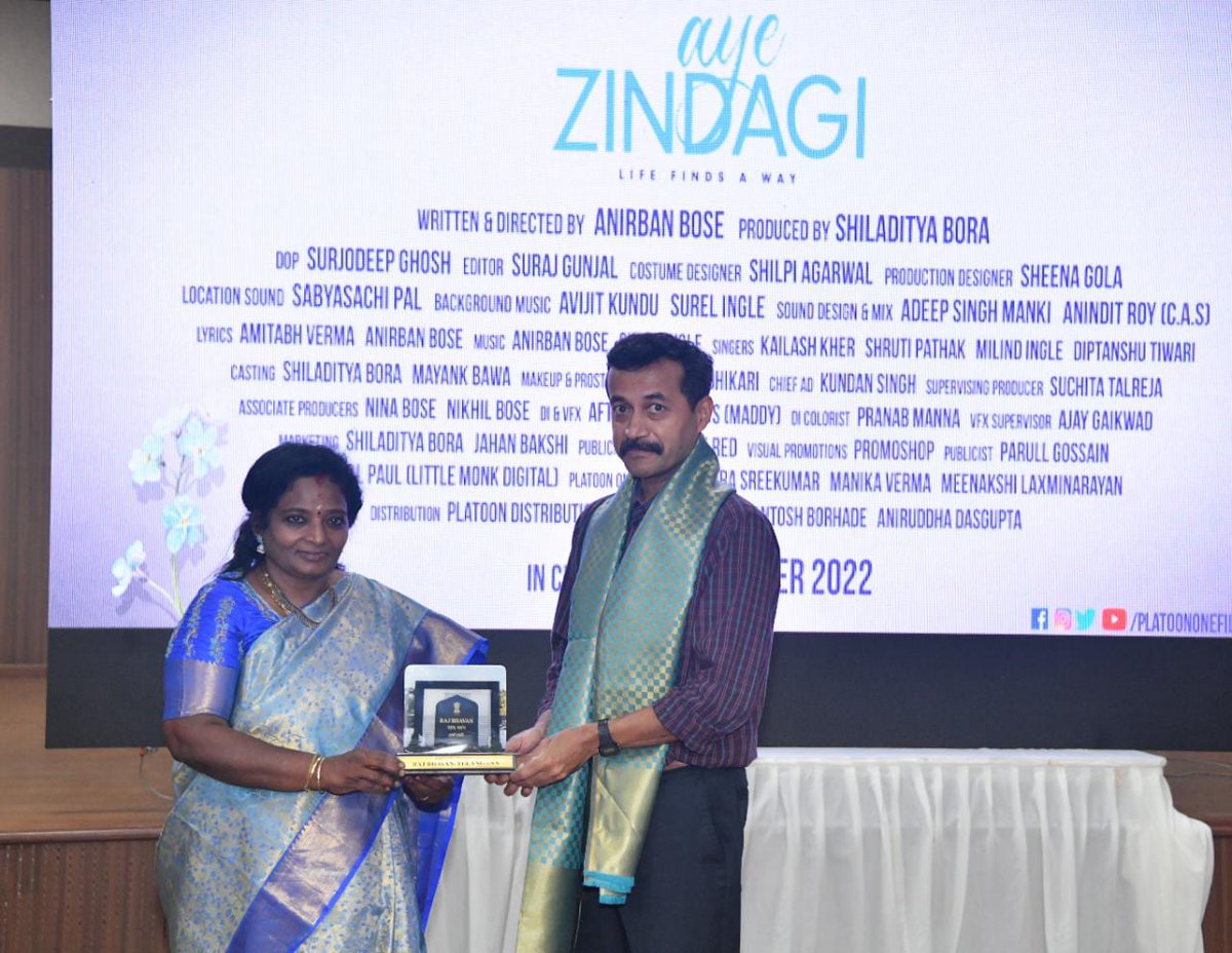 DrTamilisai4BJP's tweet photo. Watched the movie #AyeZindagi that sheds light on the ethically complex, time-consuming and emotionally draining process of organ donation.

Congratulated debutante director Mr.Anirban &amp; @MohanFoundation for contributing content to create awareness among public on organ donation. https://t.co/ISQwlqN1D1