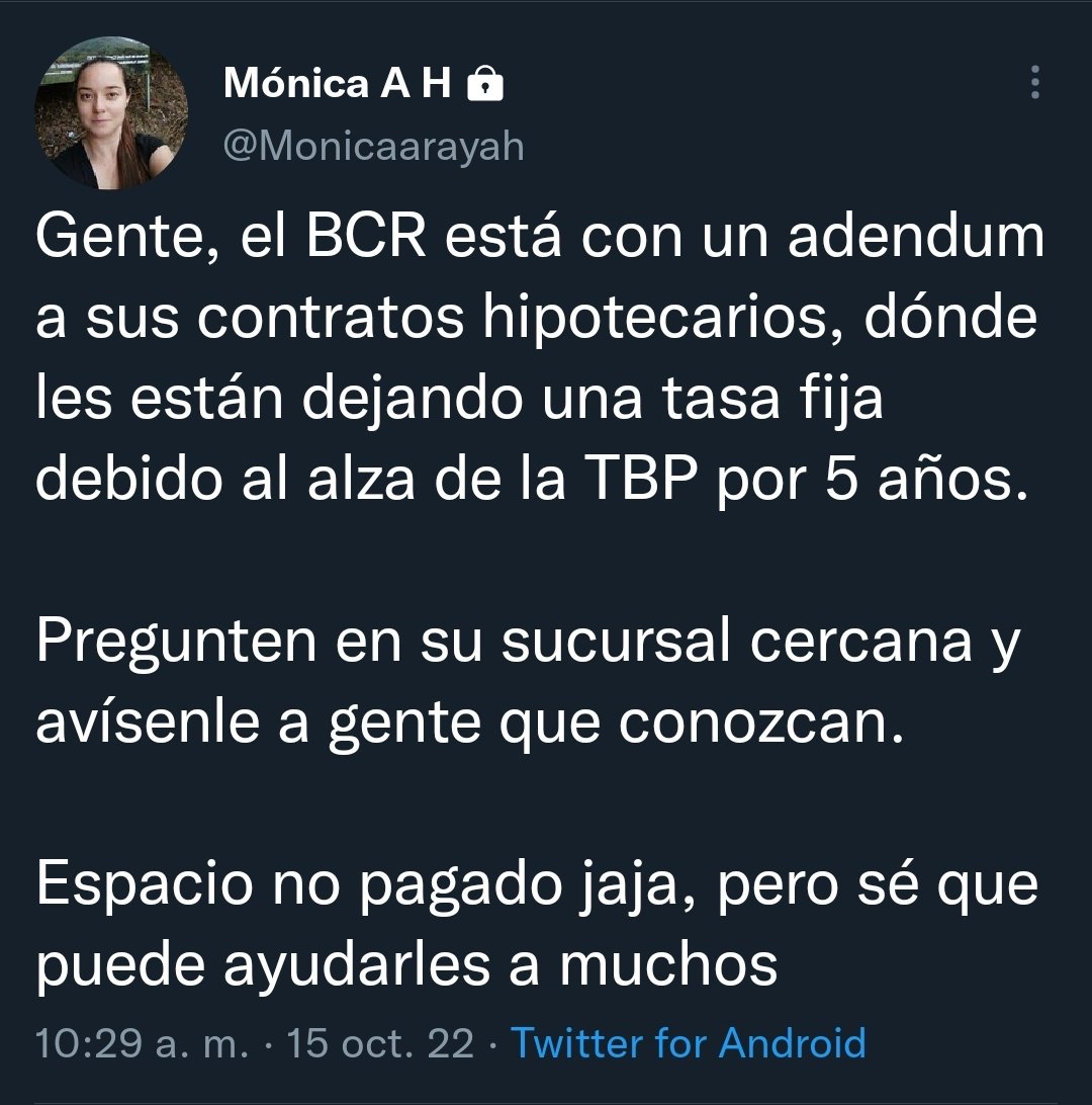 Ana_AvilaM's tweet photo. 📢 Si tienen préstamo hipotecario con BCR está info les sirve!! https://t.co/6YilD2qAmX