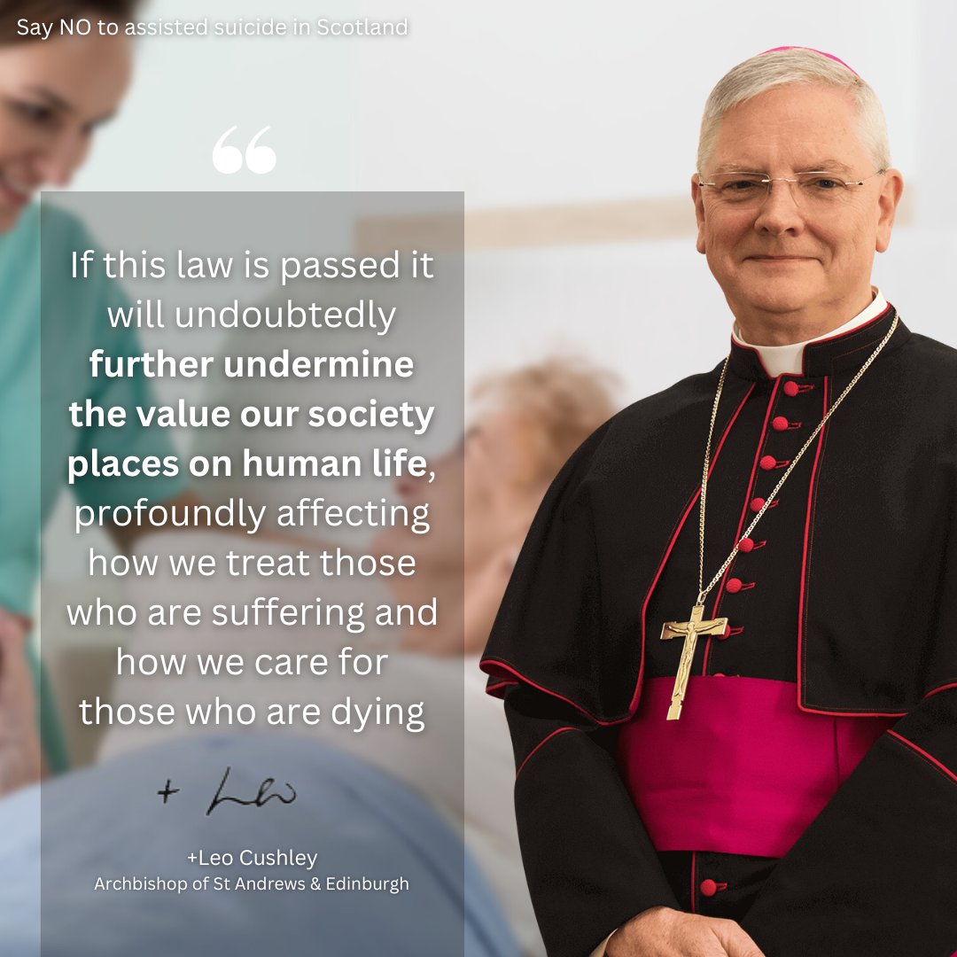 There is a proposed Bill in the Scottish Parliament to legalise assisted suicide. Archbishop Cushley has written to all the faithful in the Archdiocese about this issue. Read it at: archedinburgh.org/archbishops-pa… ▪️ Sign the petition in your Church or at carenotkilling.scot